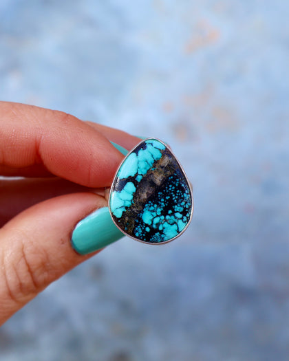 Cloud Mountain Turquoise set in Sterling Silver Adjustable Size