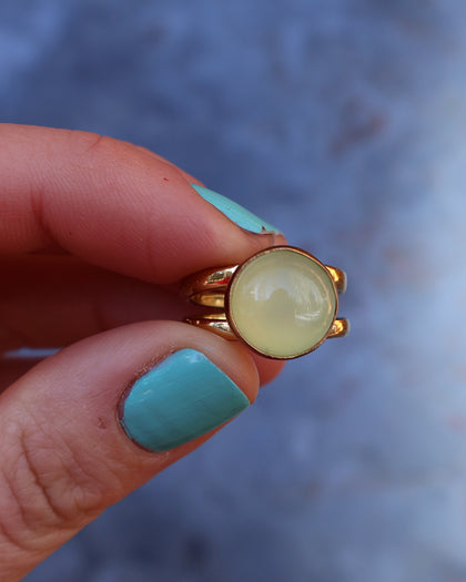 Winter Thaw Chalcedony Double Band Ring in Gold Alchemia Adjustable Size
