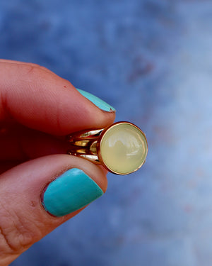 Winter Thaw Chalcedony Double Band Ring in Gold Alchemia Adjustable Size WT23