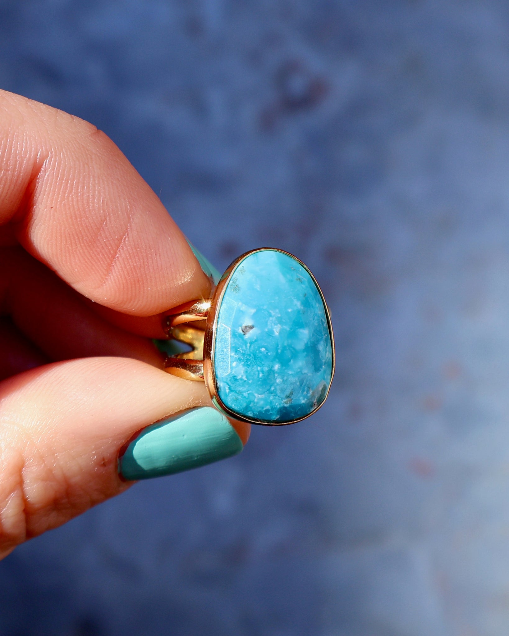 Turquoise Double Band Ring in Gold Alchemia Adjustable Size WT27