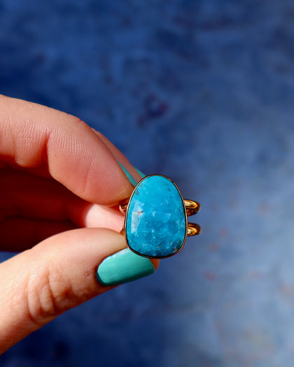 Turquoise Double Band Ring in Gold Alchemia Adjustable Size