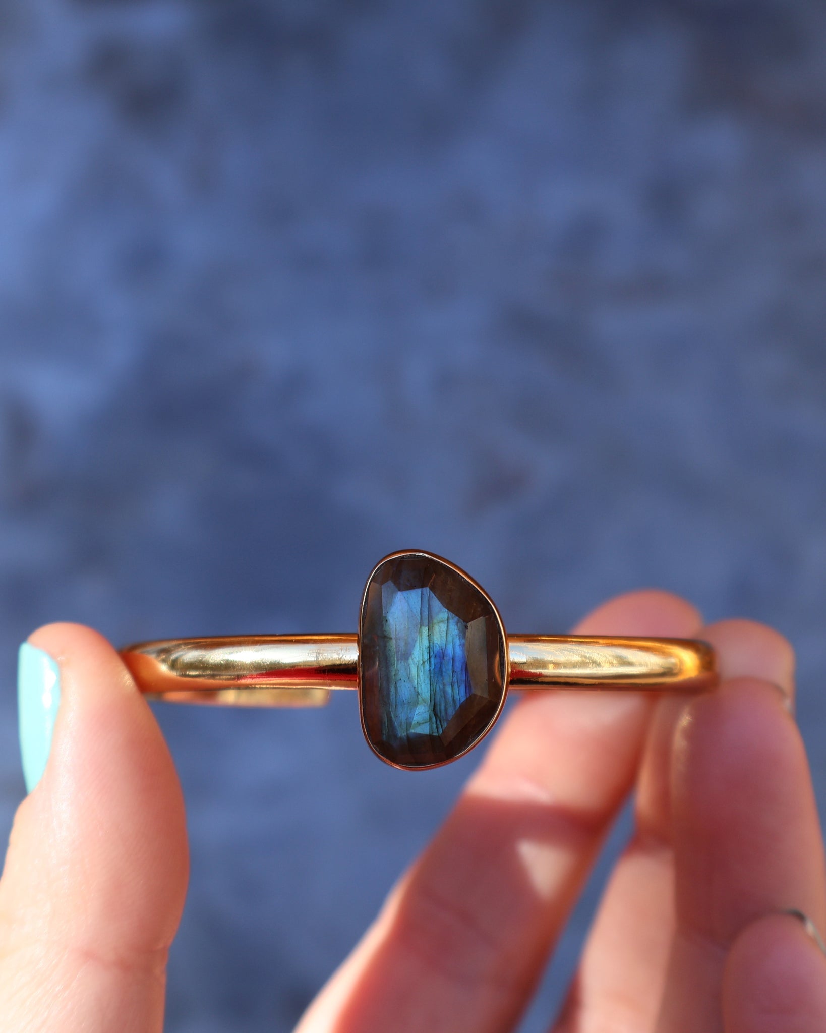 Labradorite Cuff in Gold Alchemia Adjustable WT28