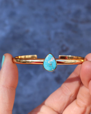 Winter Thaw Drip Cuff in Gold Alchemia & Turquoise Adjustable WT32