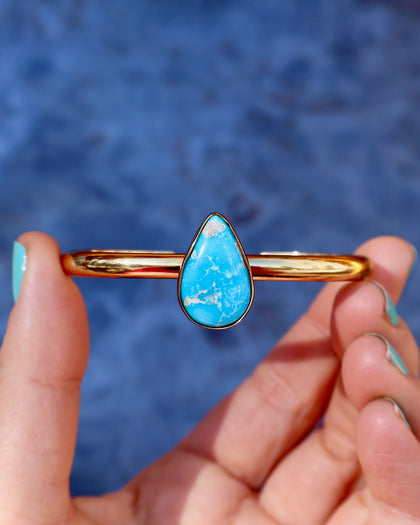 Winter Thaw  Drip Cuff in Gold Alchemia & Turquoise Adjustable