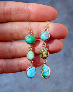 Winter Thaw Triple Stone Earrings Sonoran Gold Turquoise & Sterling Silver