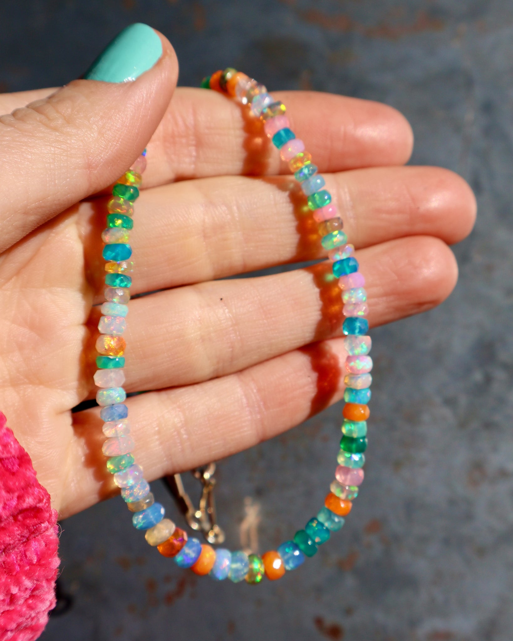 Winter Thaw Rainbow Opal Necklace w36