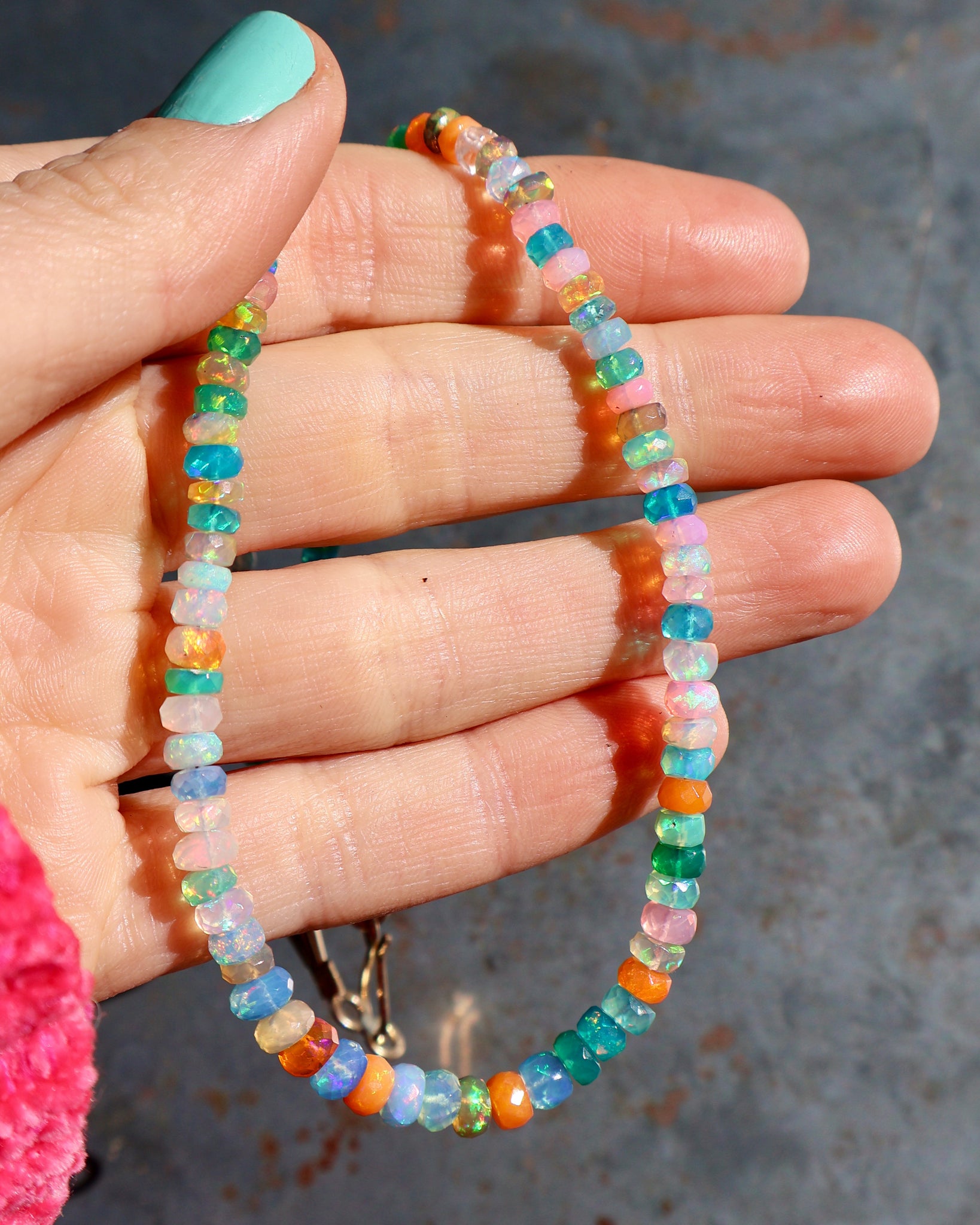 Winter Thaw Rainbow Opal Necklace w36