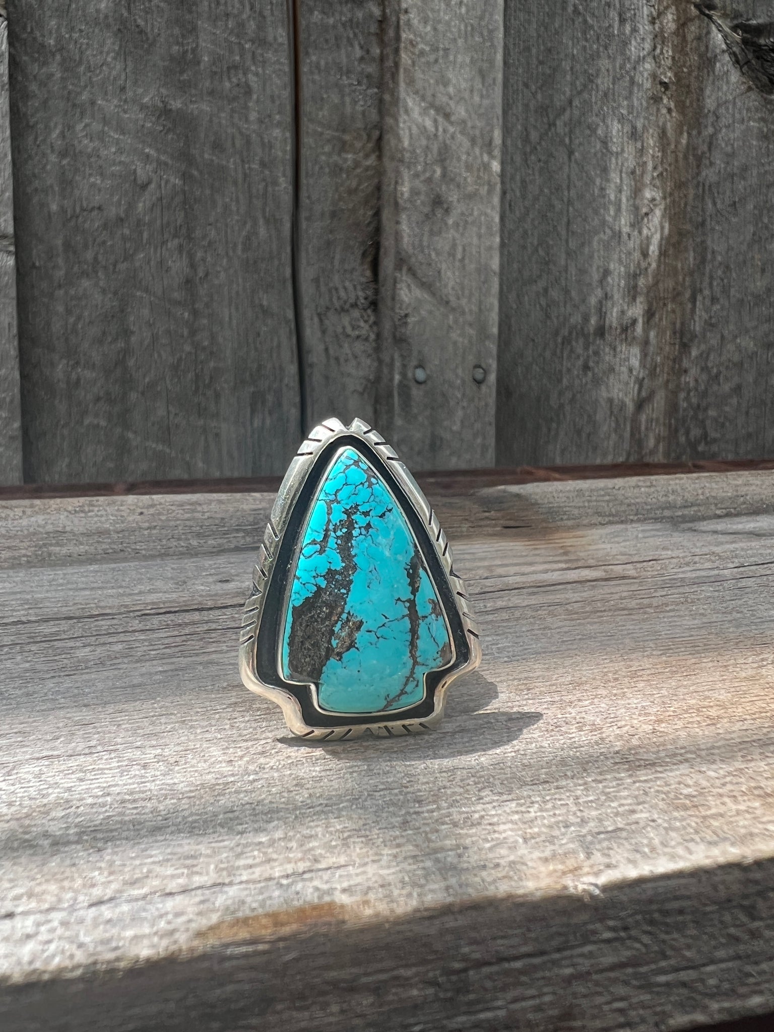 Cloud Mountain Turquoise Arrow Ring in Sterling Silver #126