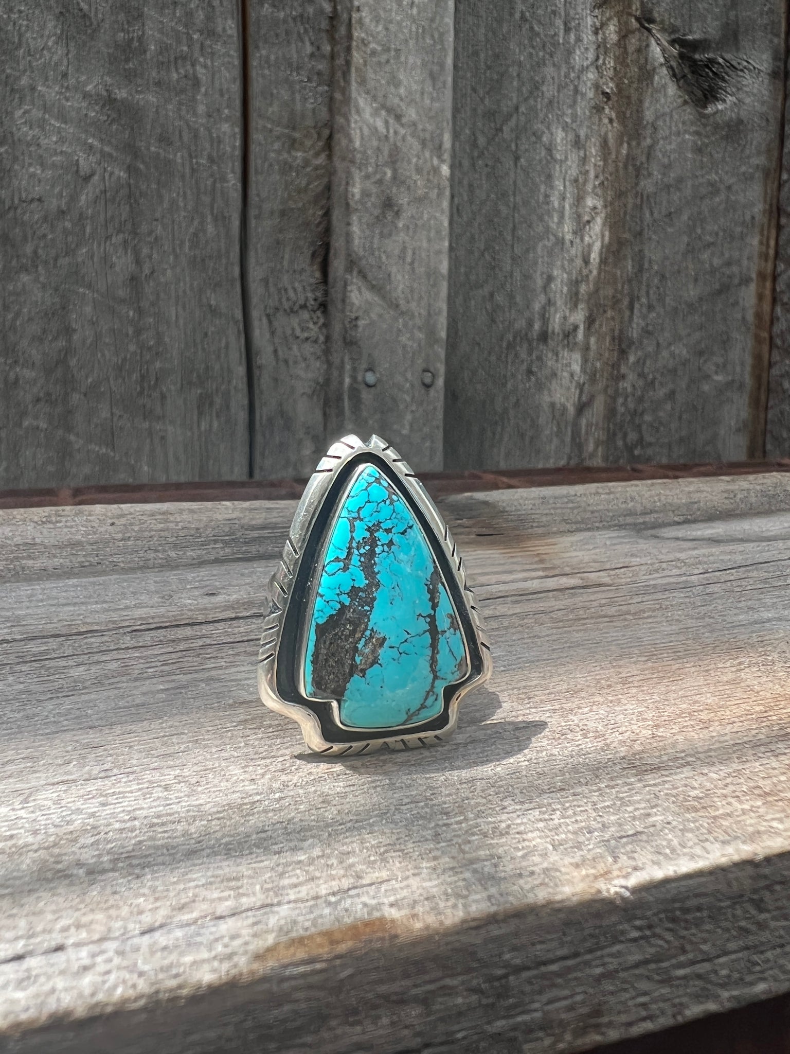 Cloud Mountain Turquoise Arrow Ring in Sterling Silver #126