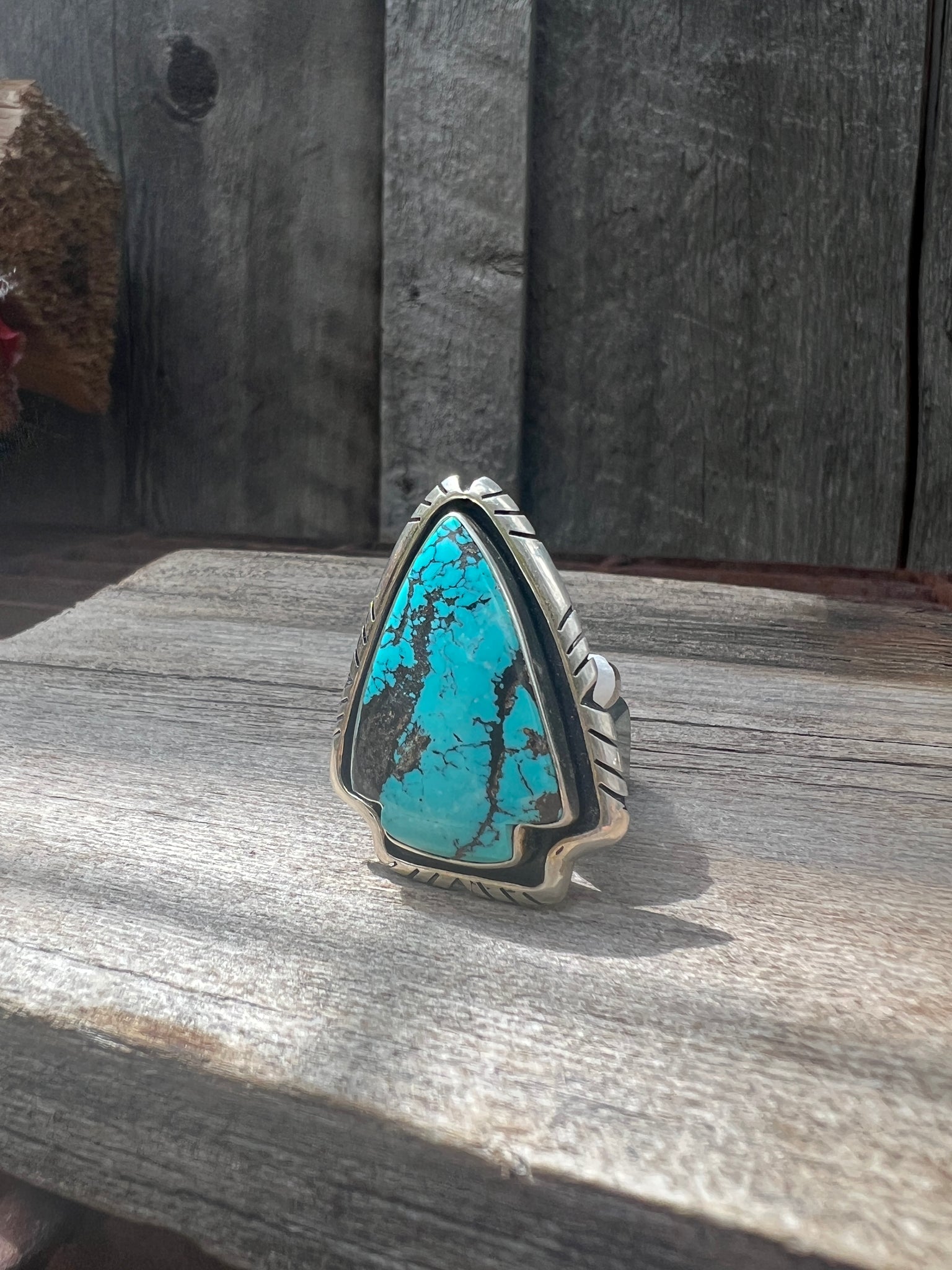 Cloud Mountain Turquoise Arrow Ring in Sterling Silver #126