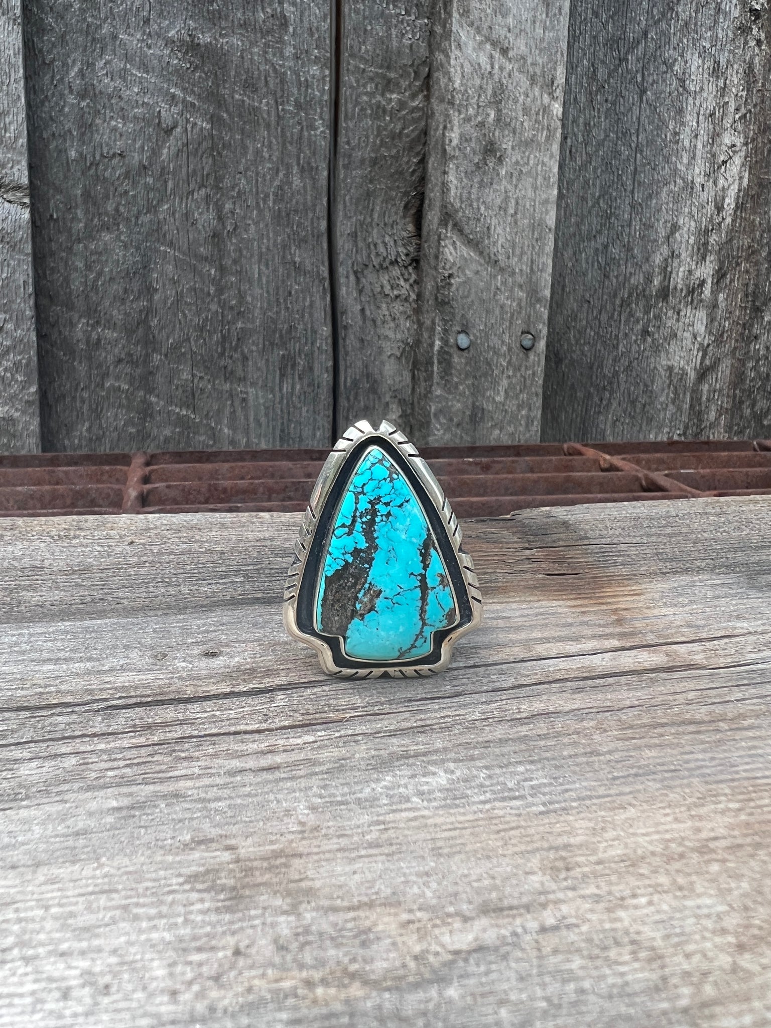 Cloud Mountain Turquoise Arrow Ring in Sterling Silver #126