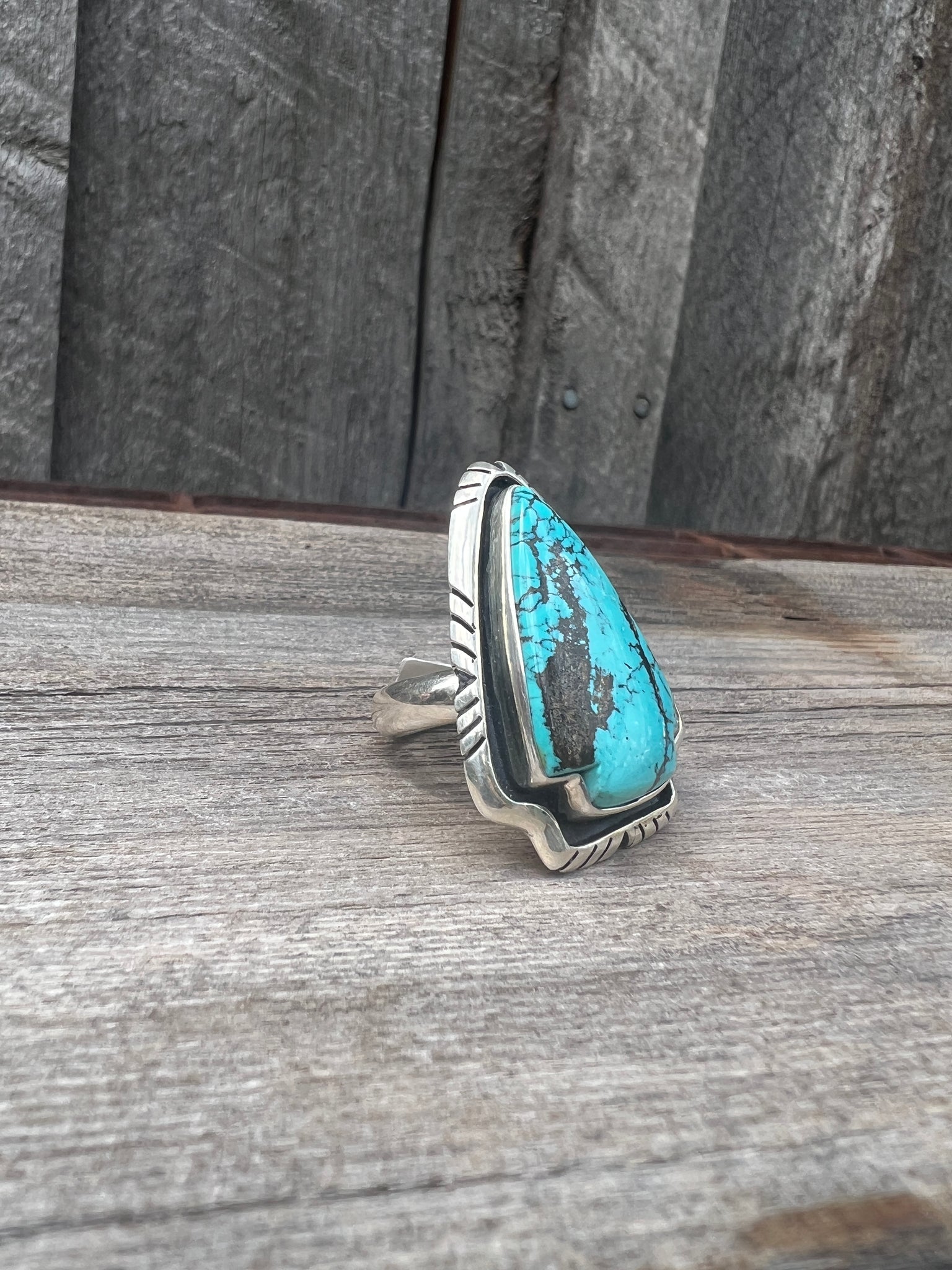 Cloud Mountain Turquoise Arrow Ring in Sterling Silver #126