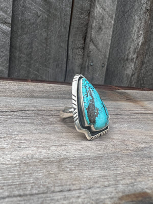 Cloud Mountain Turquoise Arrow Ring in Sterling Silver #126