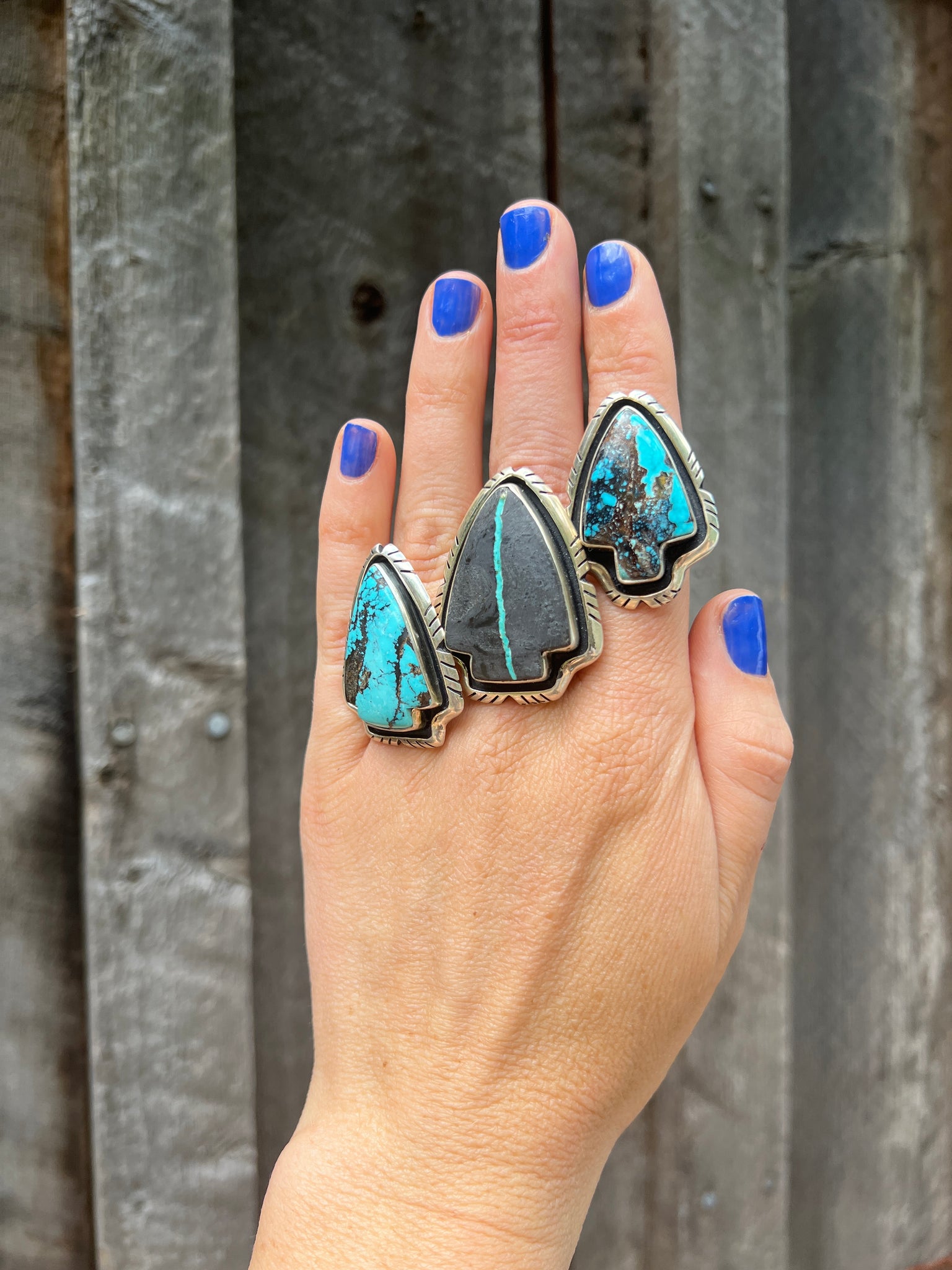 Cloud Mountain Turquoise Arrow Ring in Sterling Silver #126