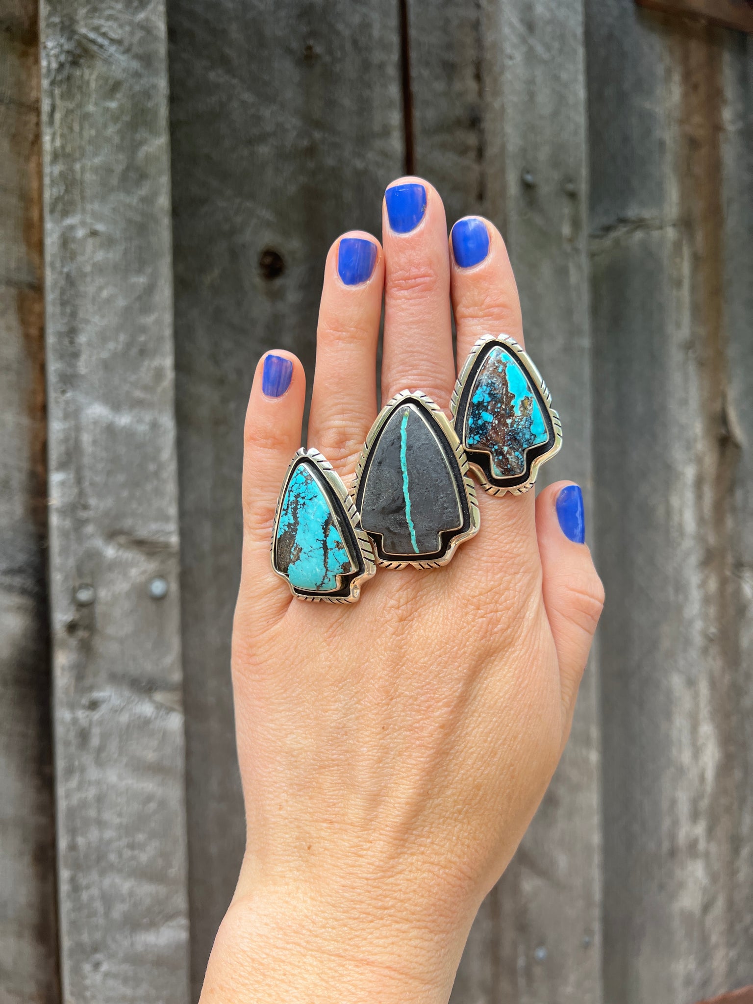 Cloud Mountain Turquoise Arrow Ring in Sterling Silver #126