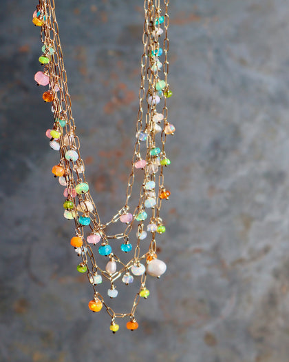 Winter Thaw  Opal Dangle Chain Necklace