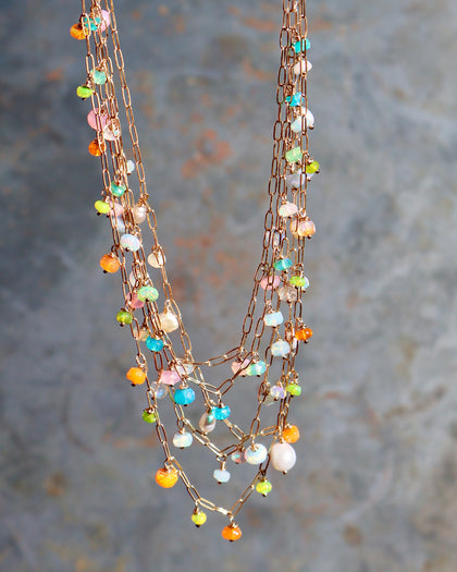 Winter Thaw  Opal Dangle Chain Necklace