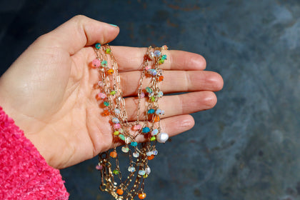 Winter Thaw  Opal Dangle Chain Necklace