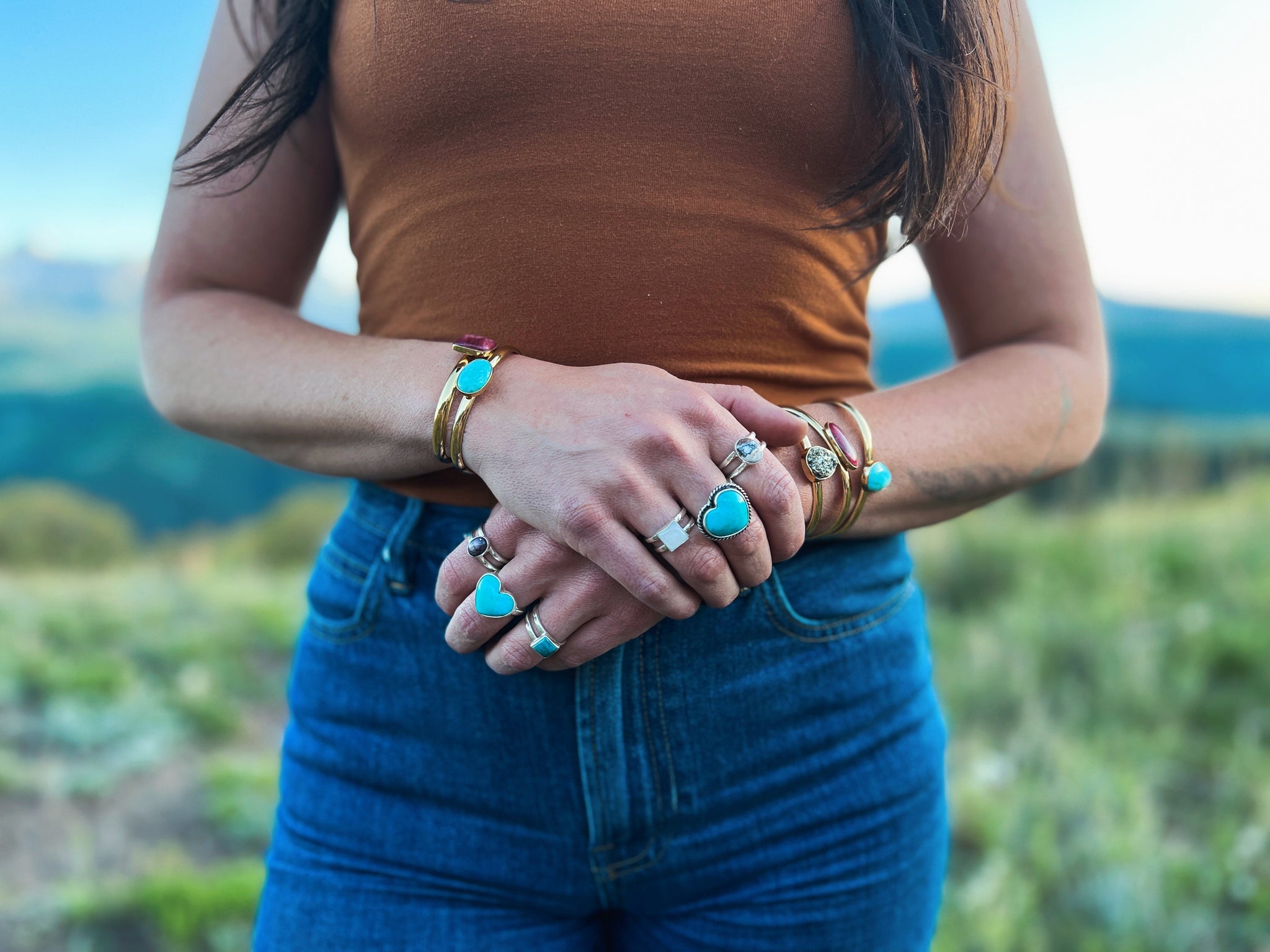 Campitos Turquoise Heart Ring Gold Alchemia Adjustable H2