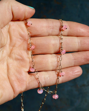 Winter Thaw  Pink Opal Chain Necklace WT50