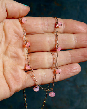 Winter Thaw  Pink Opal Chain Necklace WT50