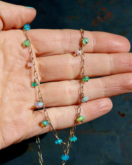 Winter Thaw  Blue Opal Chain Necklace