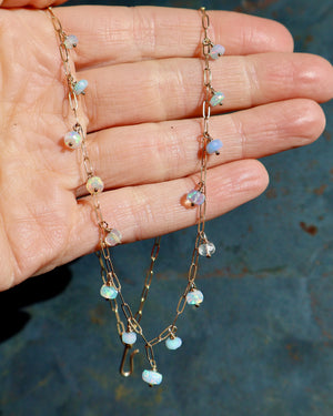 Winter Thaw  Opal Dangle Chain Necklace WT53