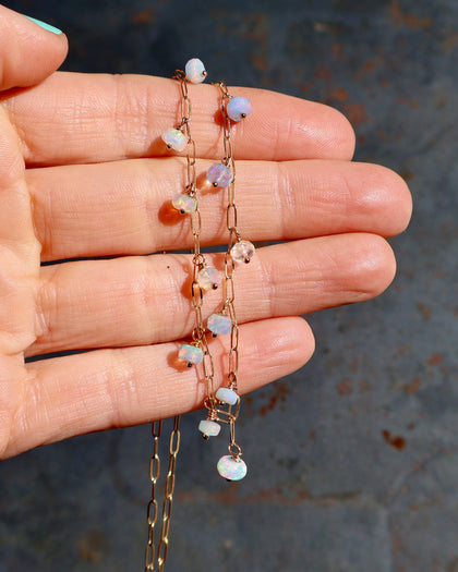 Winter Thaw  Opal Dangle Chain Necklace