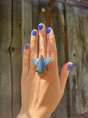 Stunning Labradorite Bird ring in Sterling Silver #133