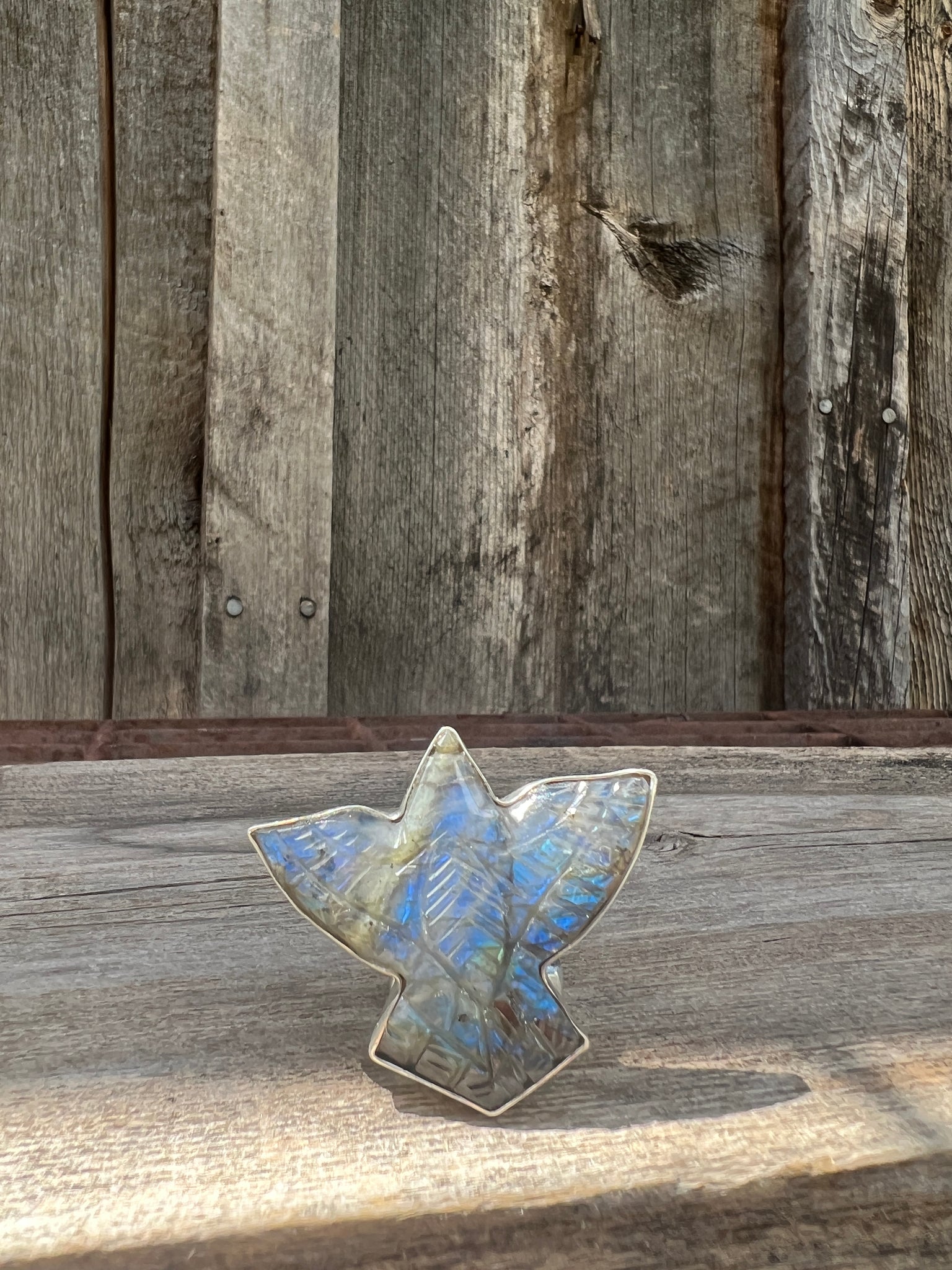 Stunning Labradorite Bird ring in Sterling Silver #133