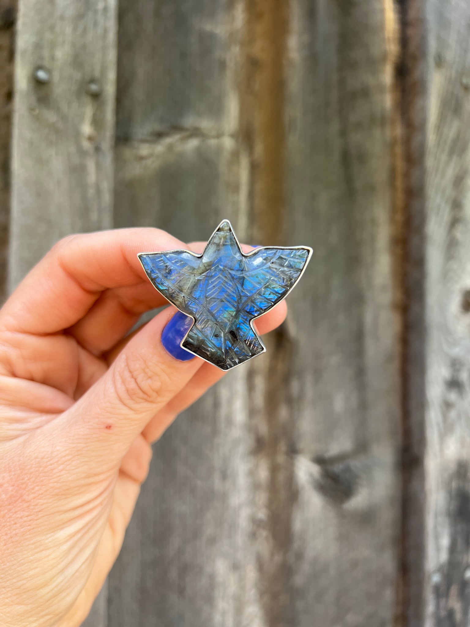 Stunning Labradorite Bird ring in Sterling Silver #133