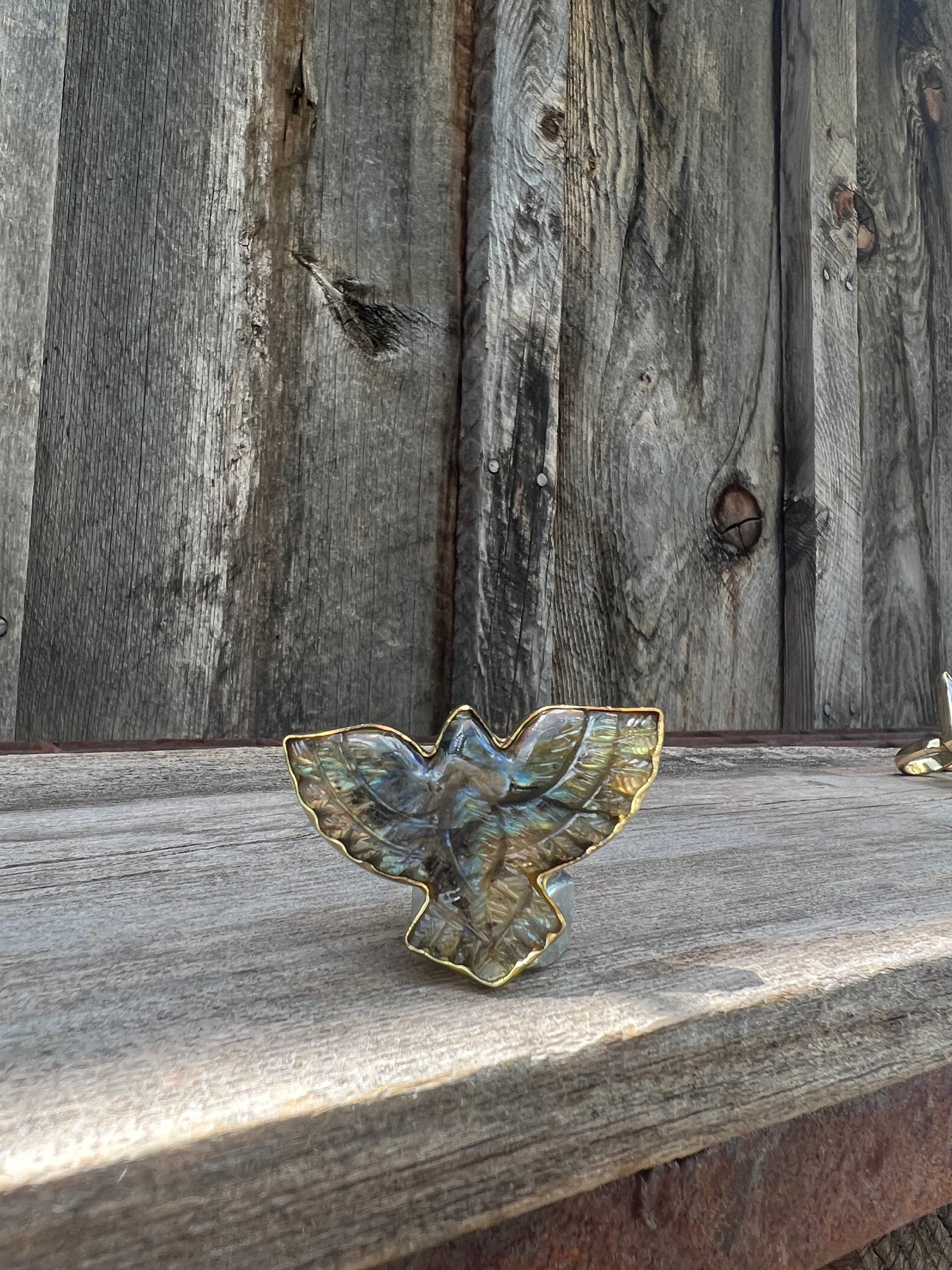 Labradorite Bird ring in Gold Alchemia #134