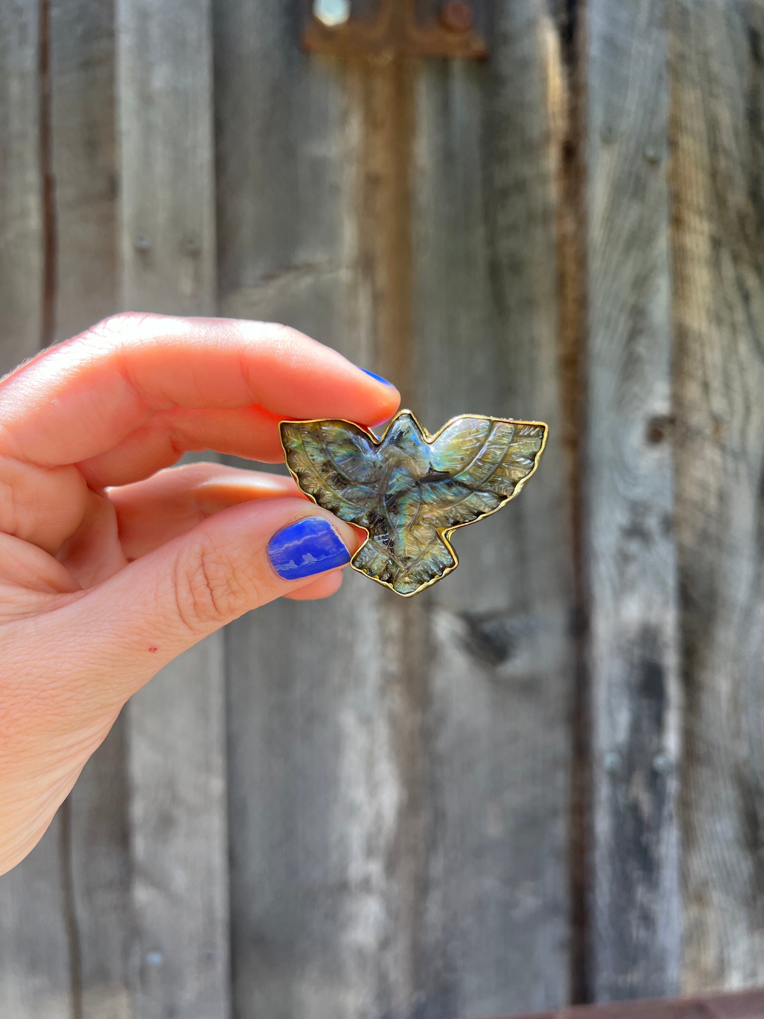 Labradorite Bird ring in Gold Alchemia #134