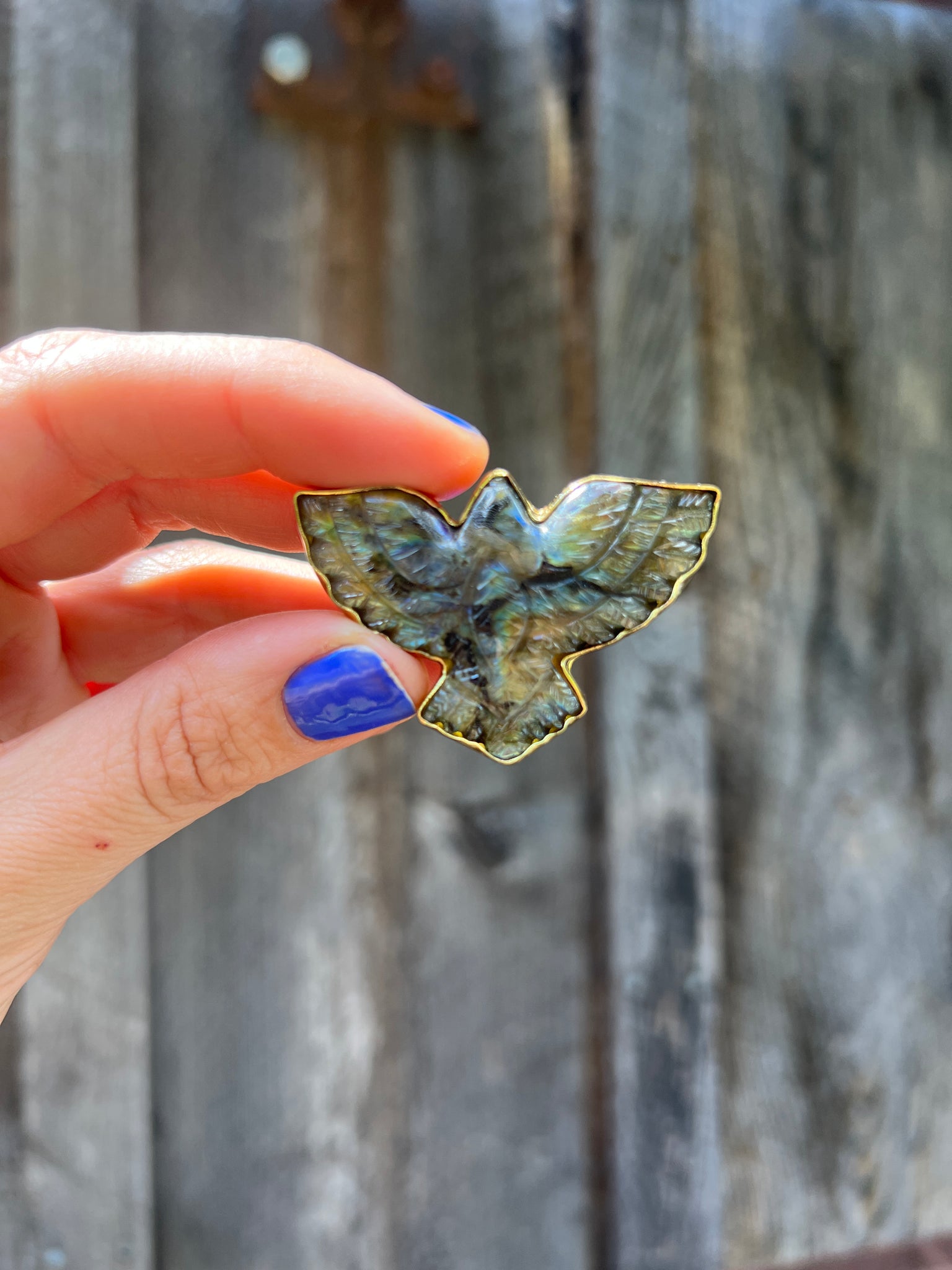 Labradorite Bird ring in Gold Alchemia #134