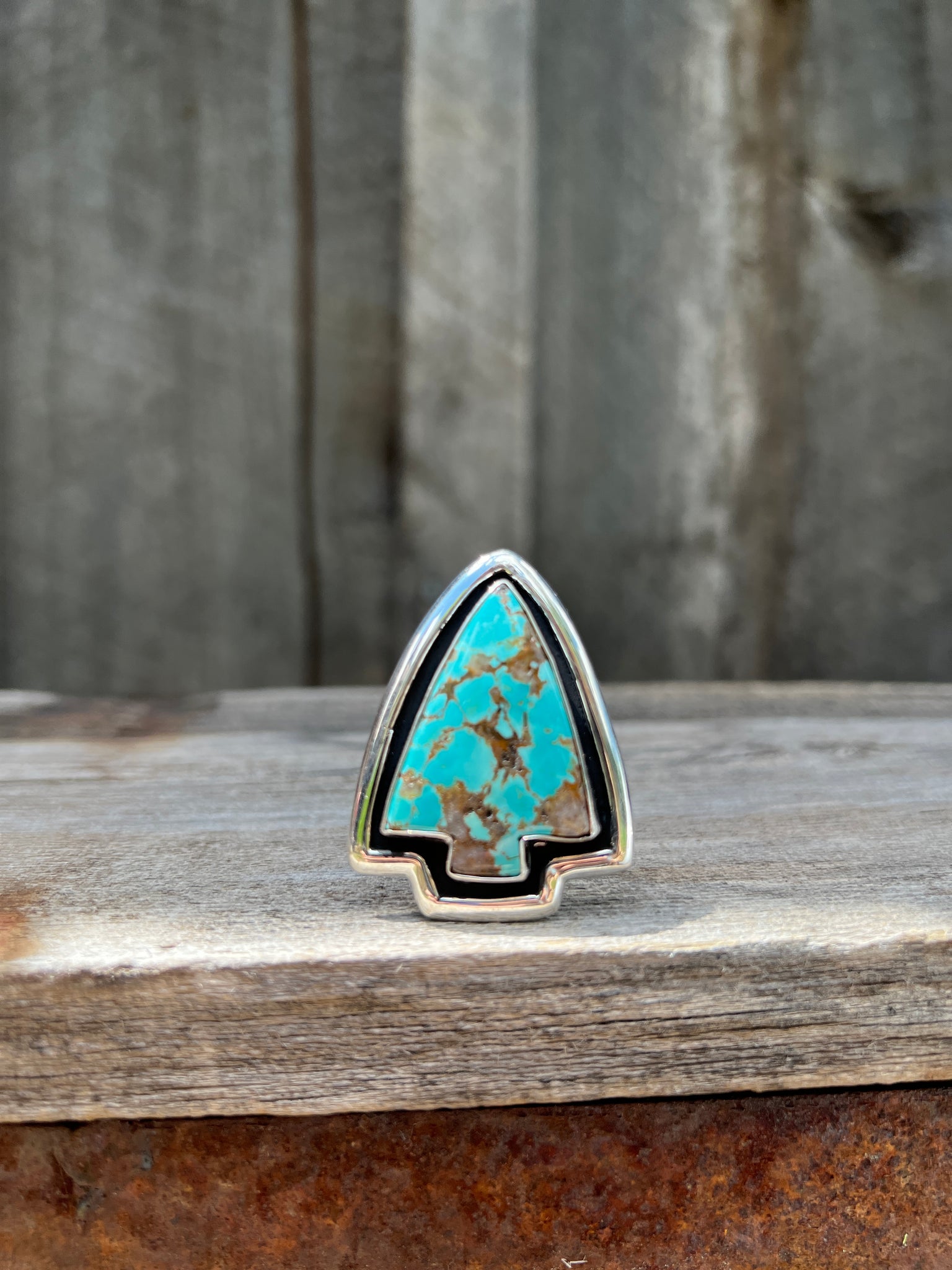 Cloud Mountain Turquoise Arrow ring in Sterling Silver #134