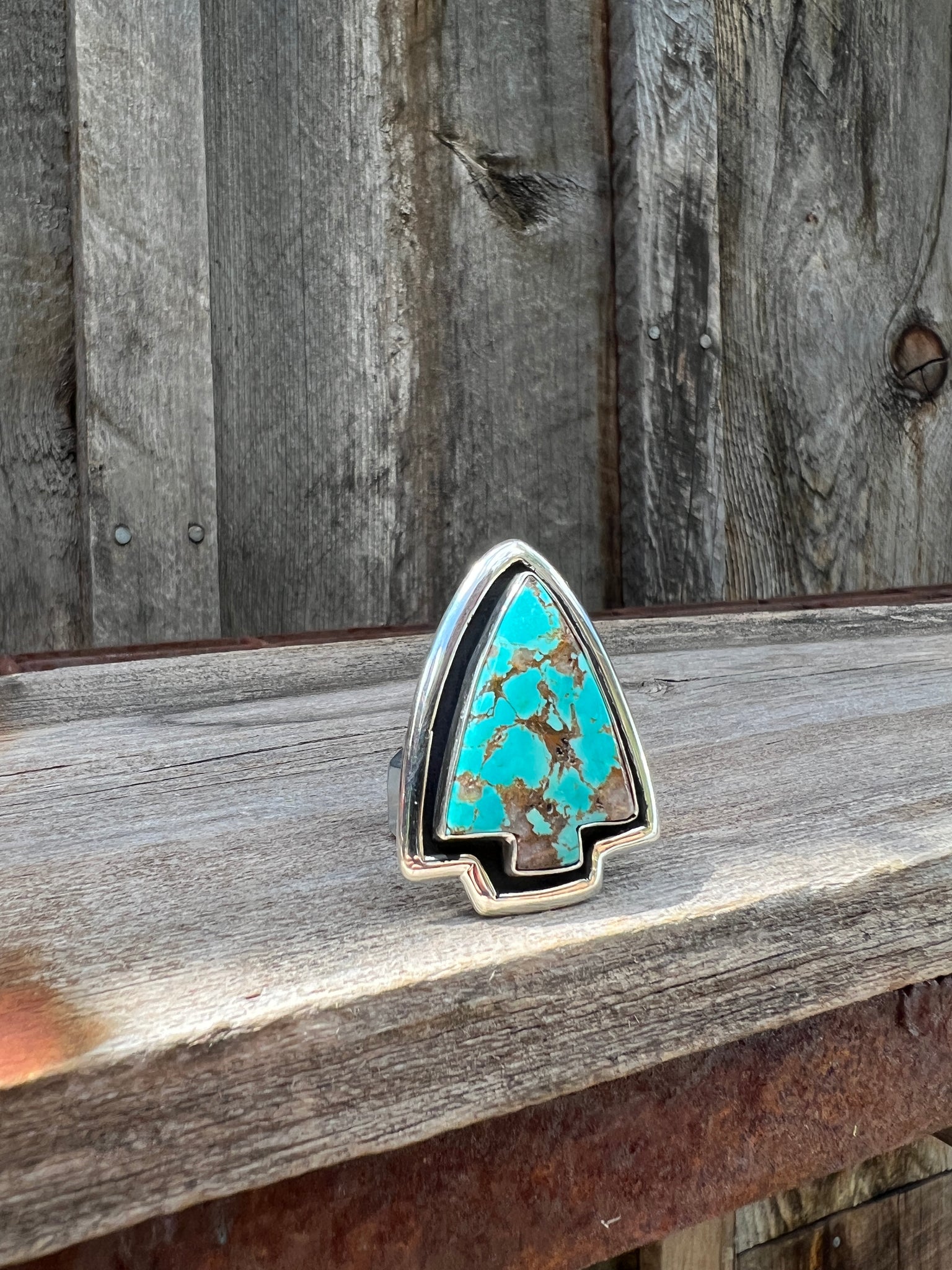 Cloud Mountain Turquoise Arrow ring in Sterling Silver #134