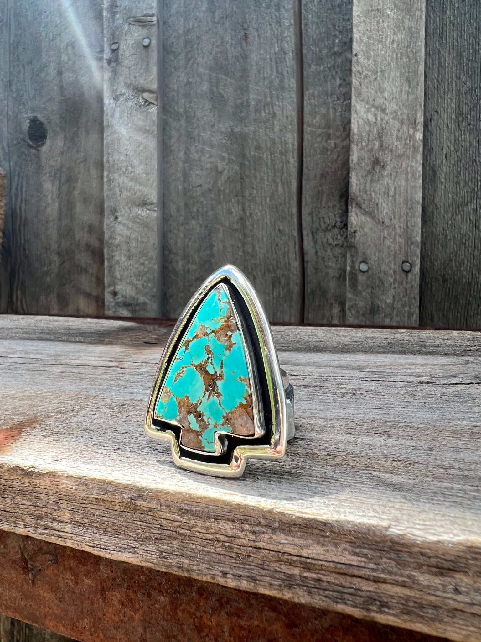 Cloud Mountain Turquoise Arrow ring in Sterling Silver #134