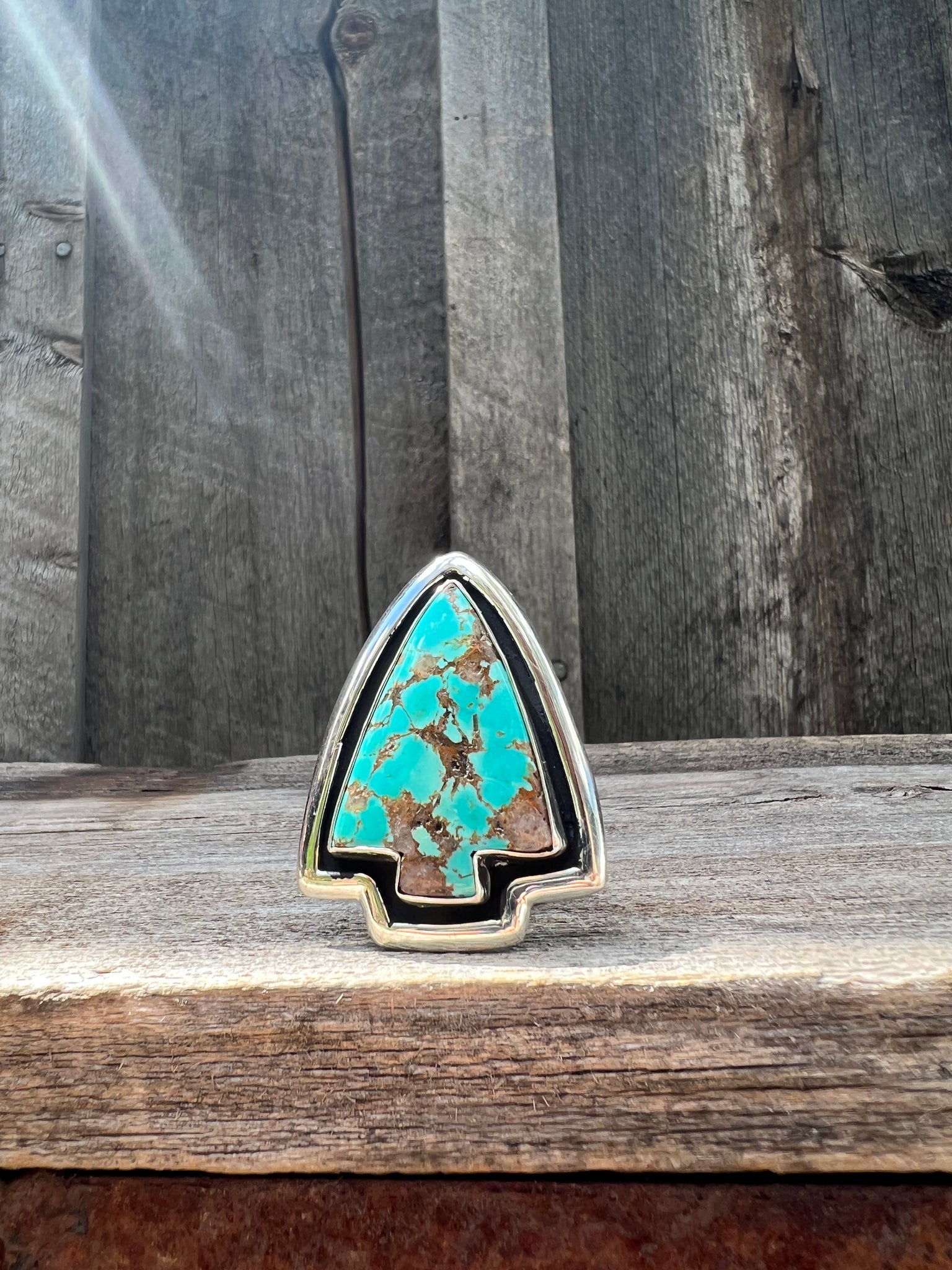 Cloud Mountain Turquoise Arrow ring in Sterling Silver #134