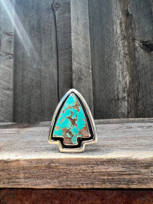 Cloud Mountain Turquoise Arrow ring in Sterling Silver #134