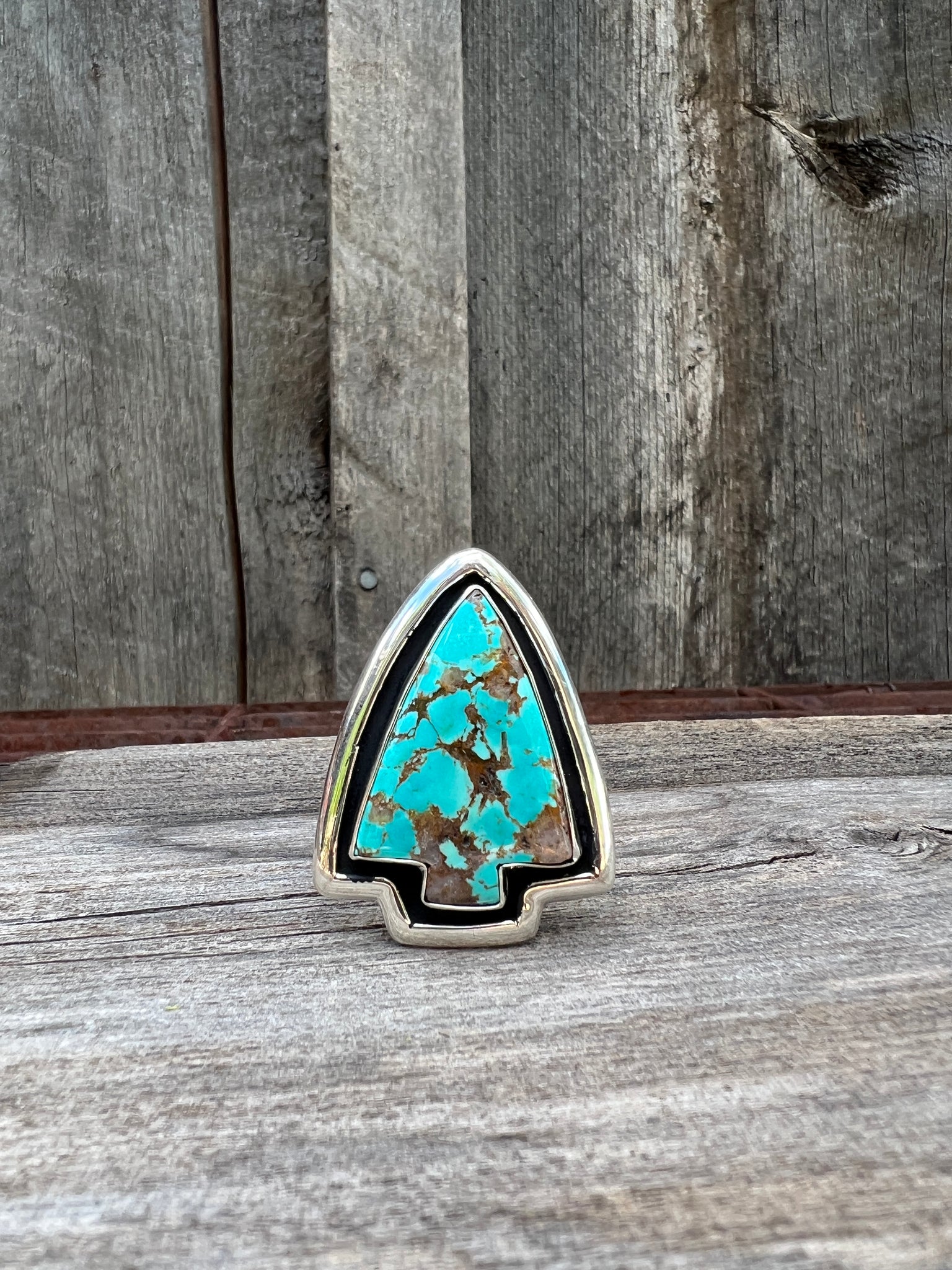 Cloud Mountain Turquoise Arrow ring in Sterling Silver #134