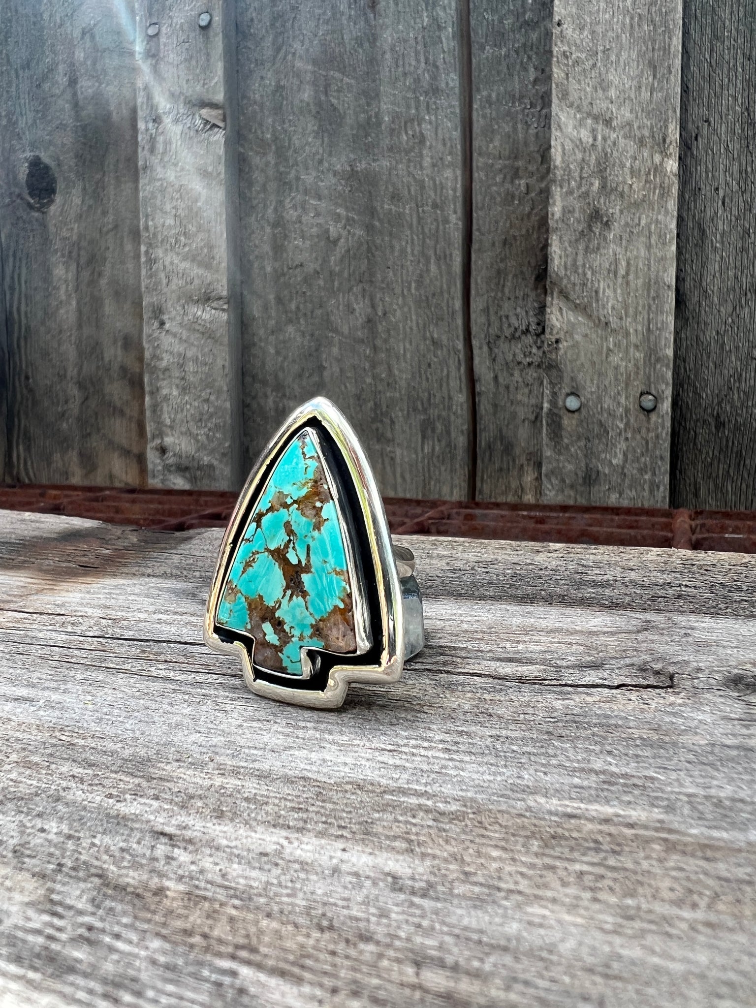 Cloud Mountain Turquoise Arrow ring in Sterling Silver #134