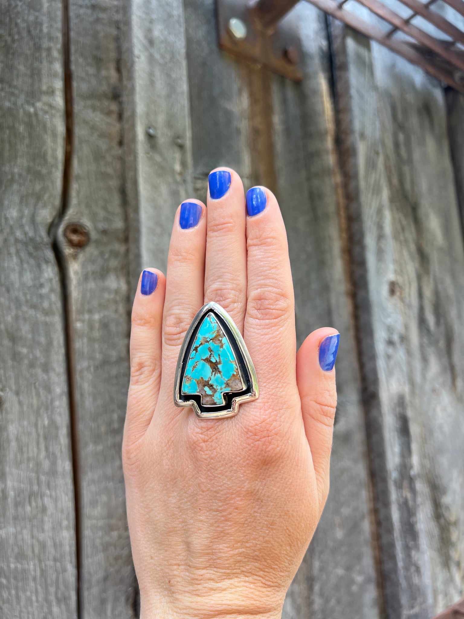 Cloud Mountain Turquoise Arrow ring in Sterling Silver #134