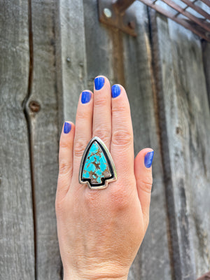 Cloud Mountain Turquoise Arrow ring in Sterling Silver #134