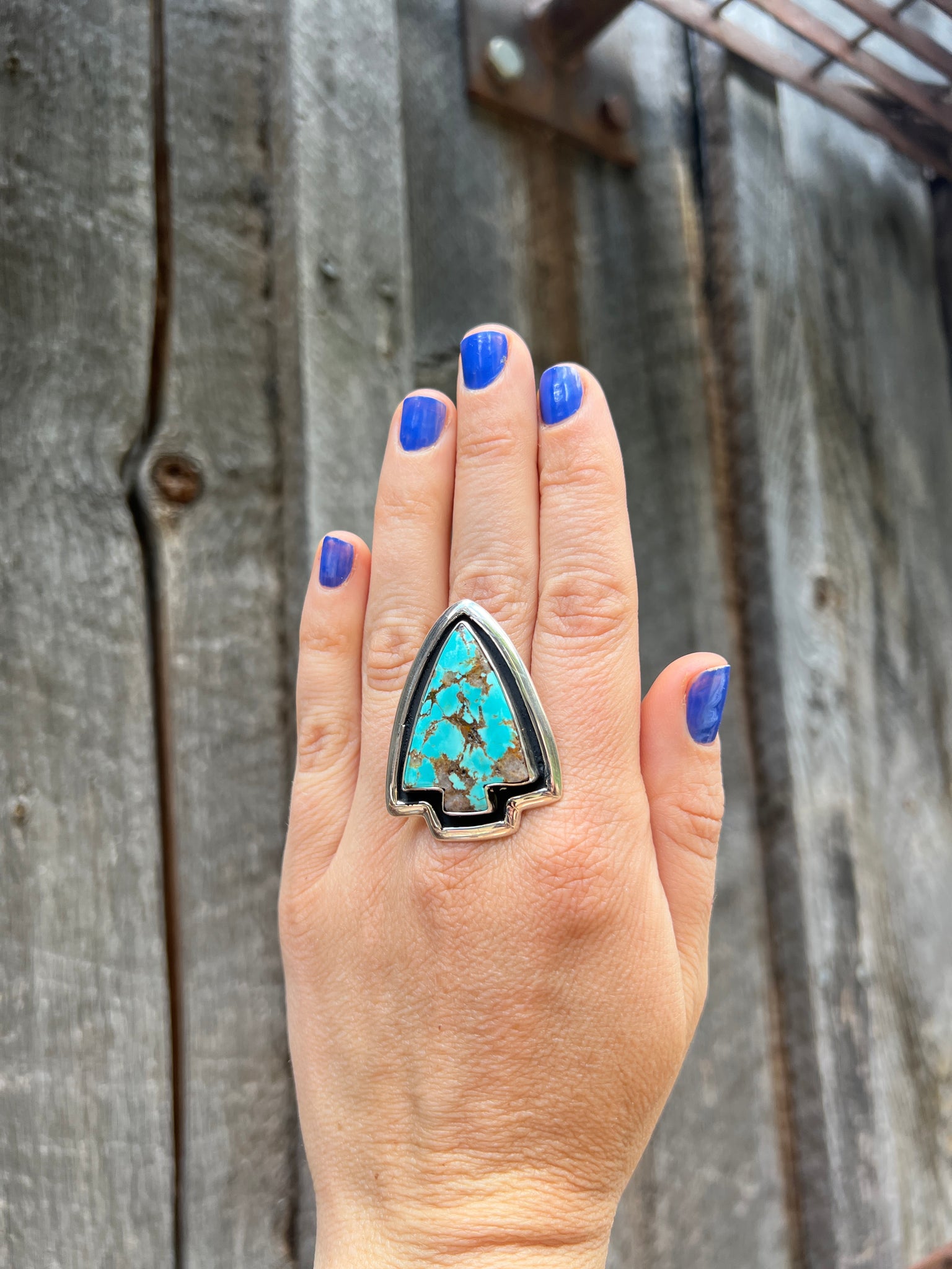 Cloud Mountain Turquoise Arrow ring in Sterling Silver #134