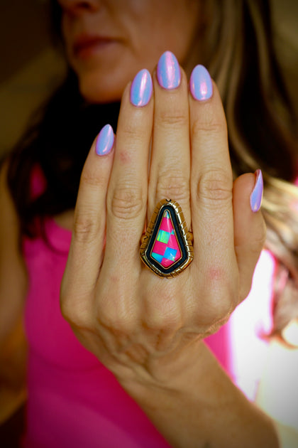 Opal Checkerboard in Gold Alchemia