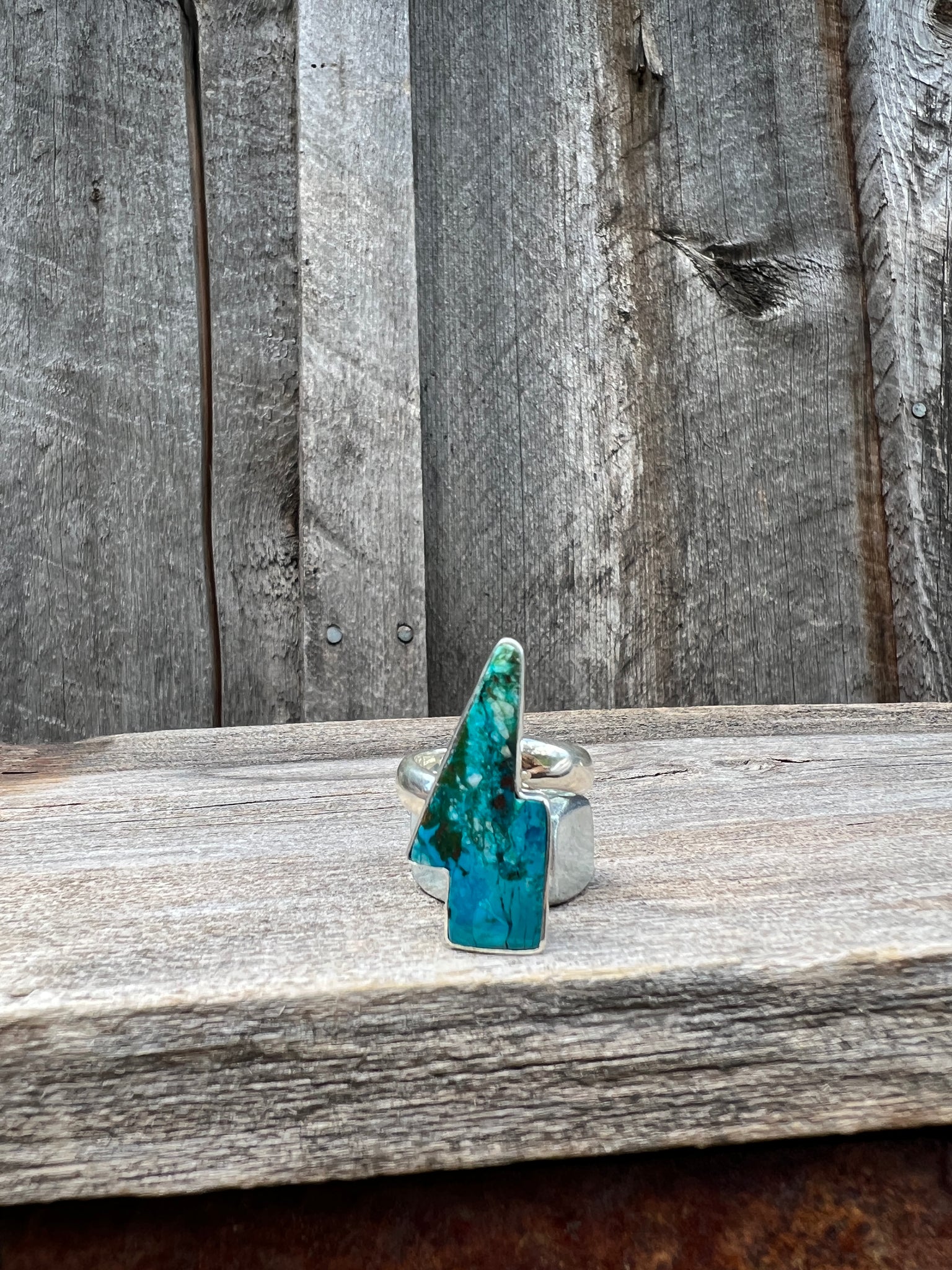 Turquoise Lightning Bolt  ring in Sterling Silver #137