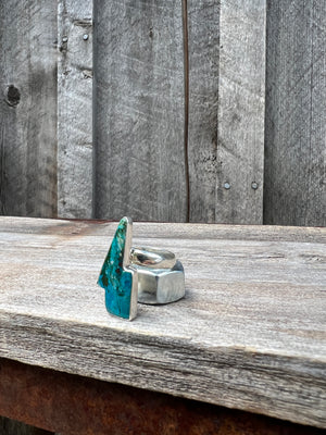 Turquoise Lightning Bolt  ring in Sterling Silver #137