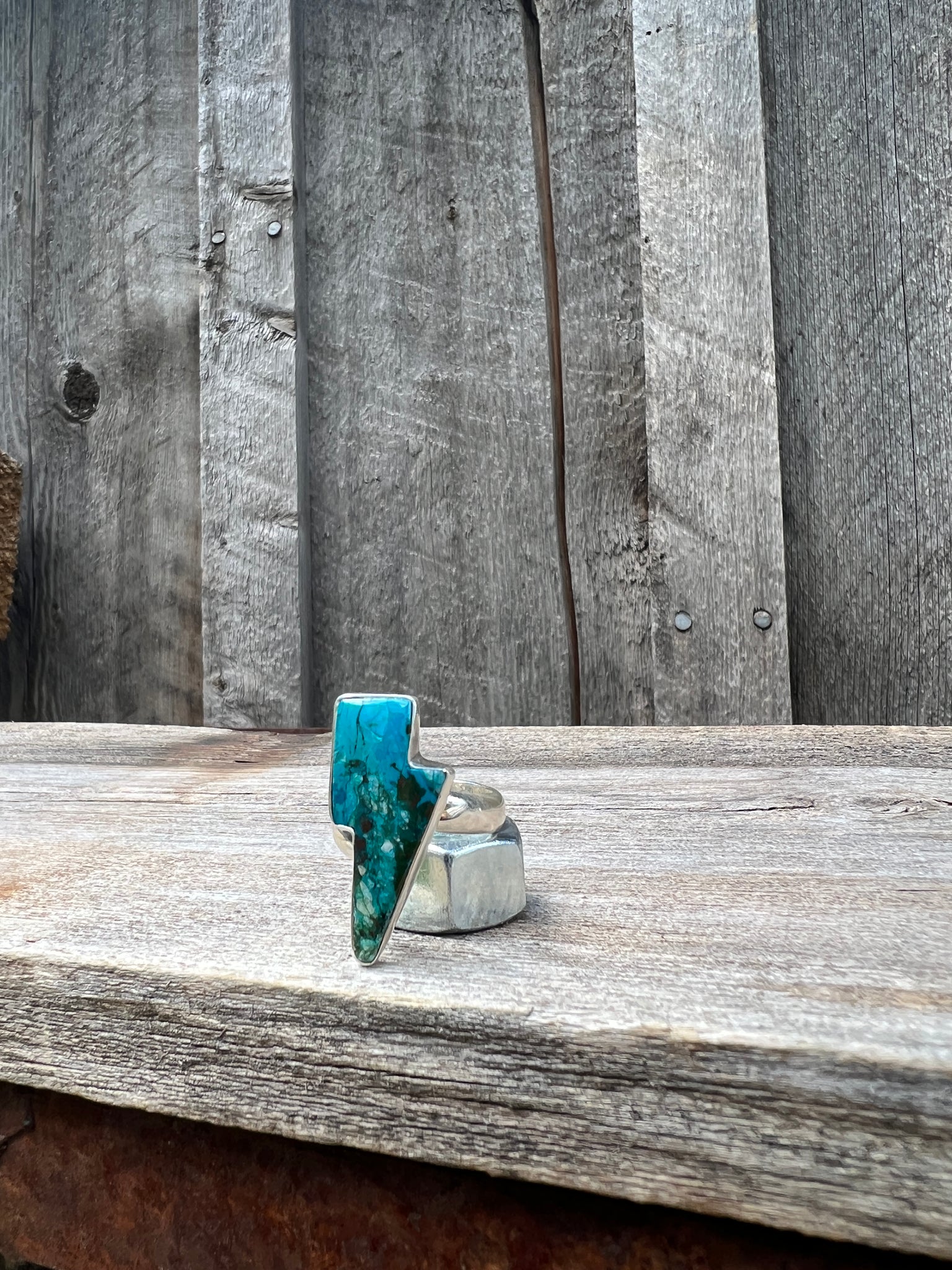 Turquoise Lightning Bolt  ring in Sterling Silver #137