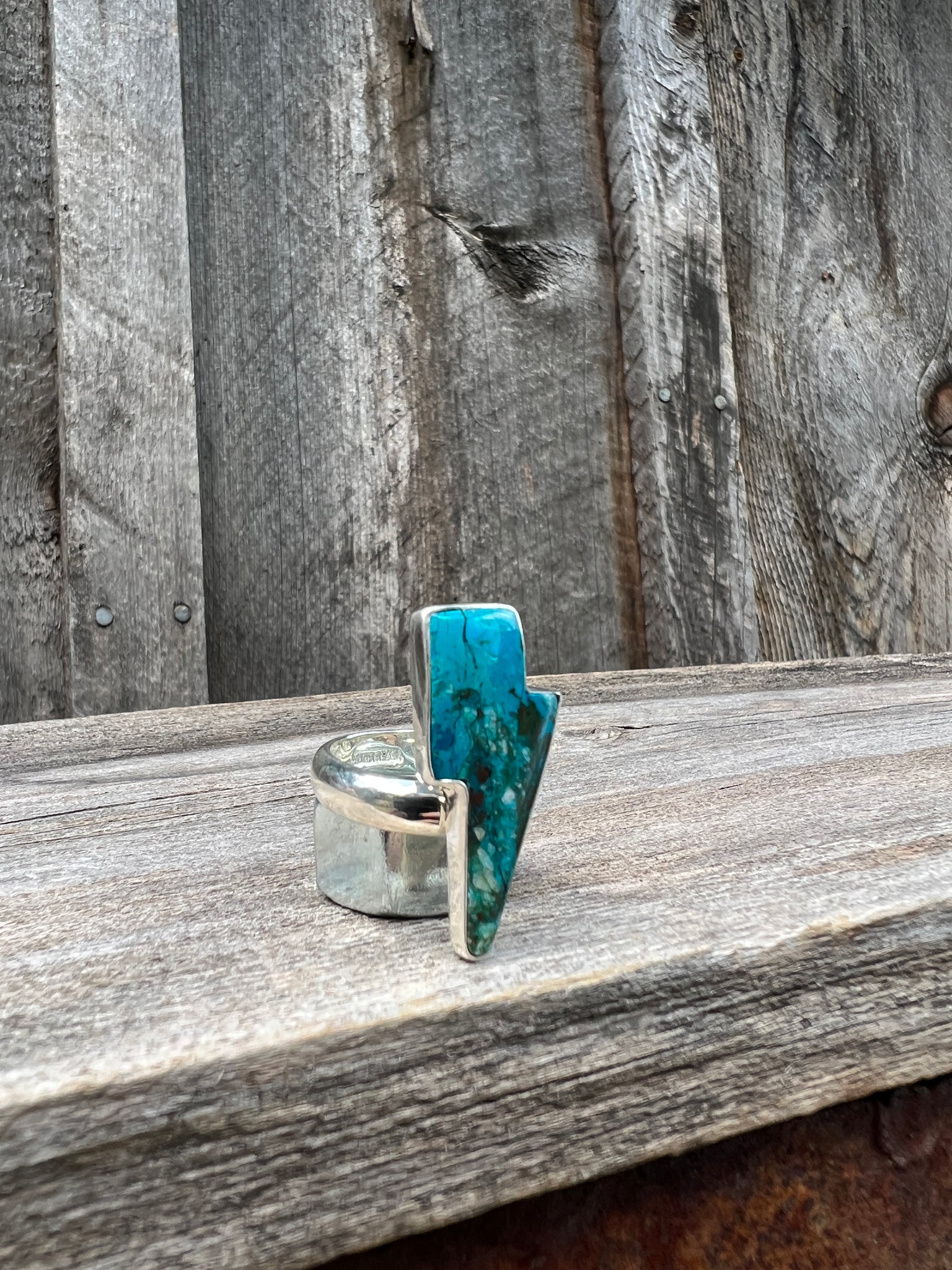Turquoise Lightning Bolt  ring in Sterling Silver #137