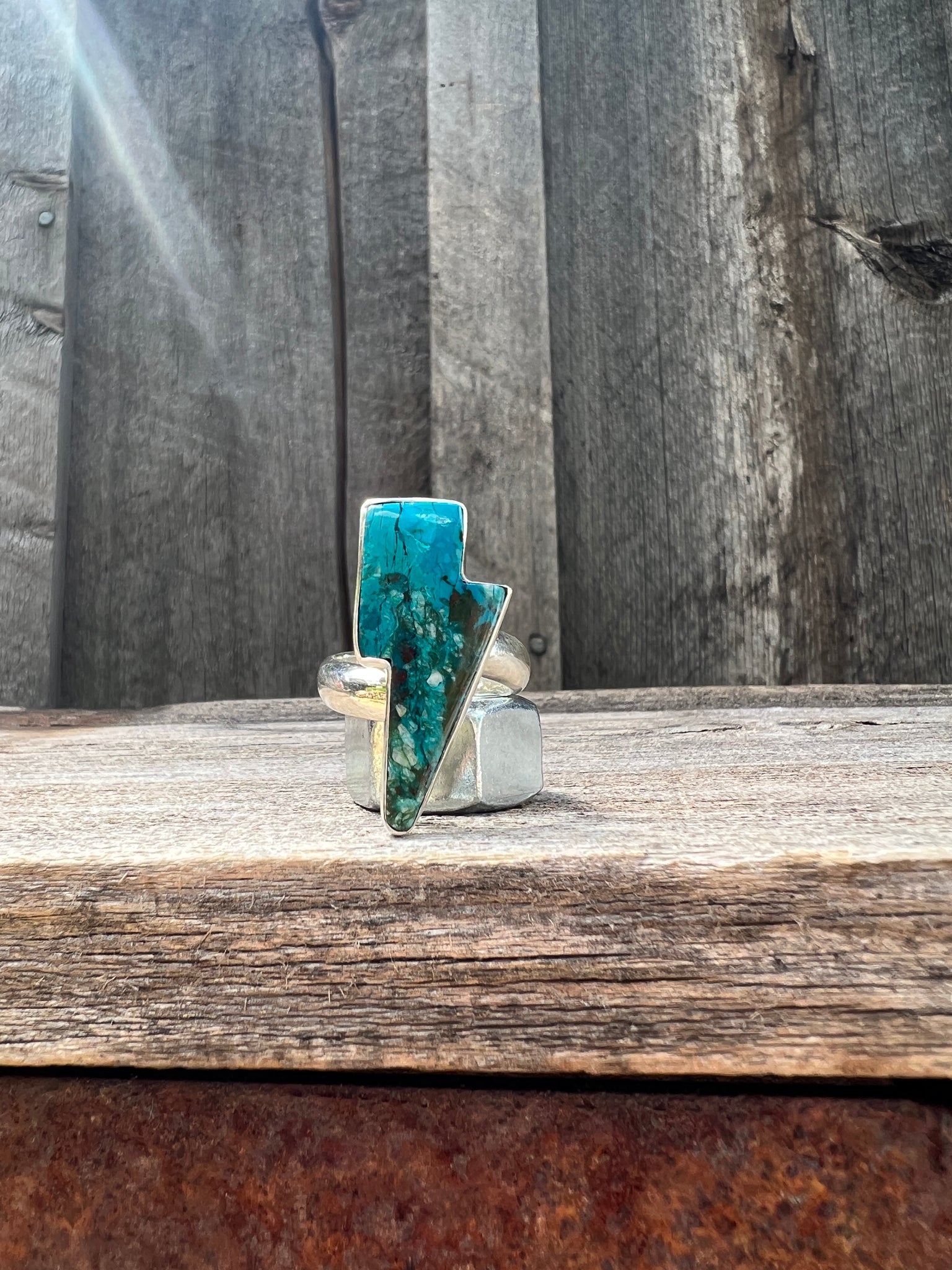 Turquoise Lightning Bolt  ring in Sterling Silver #137